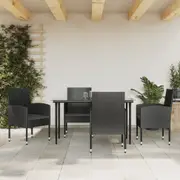 Garden Dining Set Table and Chairs Furniture Black Poly Rattan and Steel vidaXL