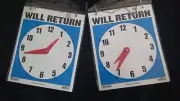 2 Open Closed Sign Chain 2 sided 9" X 7.5 " Store Hours 2 FREE SUCTION CUP