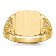 14K Yellow Gold 12.0X11.0mm Open Back A Diamond Men'S Signet Ring