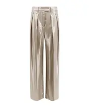 Brunello Cucinelli Laminated-Effect Belt-Looped Trousers IT40,IT36 Nude