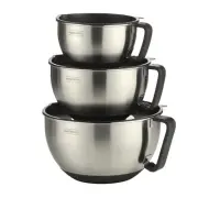 MasterPro Mixing Bowls with Lid Handle 3Pcs Stainless Steel Nesting Batter Bowl