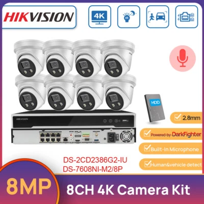 Hikvision 32MP 8CH 8K NVR 4K Security Camera System Kit 8MP IR POE Turret Camera