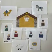 11 Piece Christmas Nativity Set w/Manger 13m Needlepoint Canvas Set