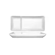 Bright White 10" x 4-1/2" Porcelain 2 Compartment Plate