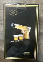 Wine Savant Pistol Shaped Whiskey/Wine Decanter Set 9 Oz with Two 2 Oz Glasses.