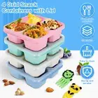 4 Pack Snack Containers 4 Compartment Bento Box with Clear Lids Stackable StAcO