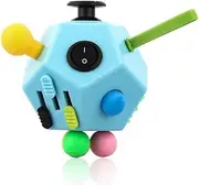 UOOE 12 Sides Fidget Cube,Best Fidget Toy Cube Relief Stress and Anxiety Depression Anti for Kids and Adults with ADD, ADHD, OCD, Autism(Blue & Mix Colors B3)