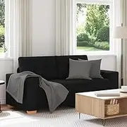 Loveseat Sofa for Living Room, 140 cm Black Fabric Couch, Comfortable Two-Seater for Small Spaces
