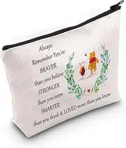 LEVLO Wei Ni Bag Cosmetic Makeup Bag Zipper Pouch For Women, Braver Stronger Smarter Than You Think