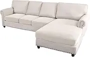 Smarcute Ivory L Shape Couch Sofa Cover, 4 Cushion Set, Stretch Fit, Non Slip, Easy Care, Universal Sofa Slipcover