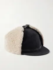[Brunello Cucinelli] Brunello Cucinelli - Embellished Shearling-trimmed Wool-felt Cap - Cream - L L Cream