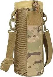Nexusectar Bottle Carrier with Strap, Drawstring Sports Water Bottle Bag, Hydration Pouch with Adjustable Shoulder Strap, Portable Outdoor Gear for Walking Running Commuting