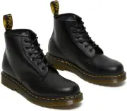 Dr. Martens Unisex 101 Yellow Stitch Boots 8, Black Smooth