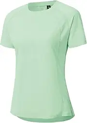 [BGOWATU] Women's Workout Short Sleeve Running Shirts Active Wear Tops Quick Dry Lightweight Training Rash Guard Tops, Light Green, Small
