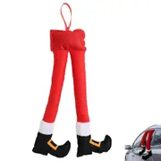 Christmas Santa Leg Novelty Hanging Ornament Green Black Shoes for Xmas Tree Vehicle Trunk Decor-Black Shoes