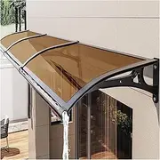 Awning for Door Entrance with Drainage Sink Window Awning Door Canopy with Aluminum Alloy Bracket for House,Porch,Patio,Deck Sun Shutter, UV, Rain Easy to Install(Brown,100x330cm/39x130in)