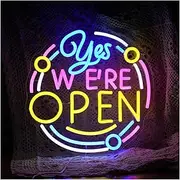 Sign Lamp Yes We're Open Neon Sign Light For Wall Decoration USB Powered For Shop Restaurant Bar Party Decoration 32.5cm×32.5cm