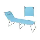 Cot with Pillow 4-Positions Folding Recliner Lounger Bed for Camping/Travel/B...