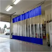 Outdoor Vinyl Curtain Patio Industrial Wash Bay Curtain Heavy Duty Transparent Panel Tarp for Warehouse Garage Divider Work Area Curtain Blue (4x3m/13x9.8ft)