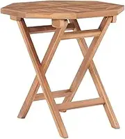 Folding Table Solid Teak Wood, 45cm Height Outdoor Tabletop, Portable Bistro, Small Tables for Patio, Round Dining, Foldable Party Table