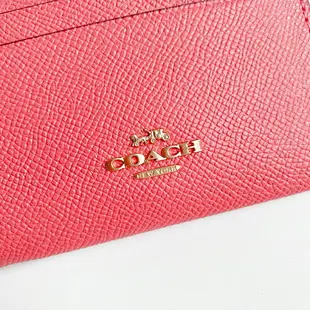 美國百分百【全新真品】COACH 名片夾 88250 logo卡片夾 女 多卡 證件卡夾 零錢包 粉橘色 BO94