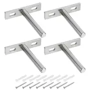 4Pcs 3 Inch Wall Mounting Floating Shelf Bracket Blind Shelf Support, Silver