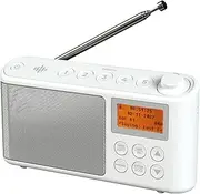 DAB/DAB+ & FM Radio, Mains and Battery Powered Portable DAB Radios Rechargeable Digital Radio with USB Charging for 15 Hours Playback (White)