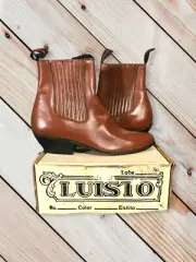 Vintage Luisto Vaquero Cowboy Leather Ankle Paddock Boots Brown Made In Mexico