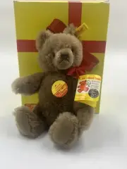 Steiff brown teddy bear ear button tag box 0202/26 Mohair