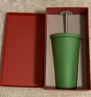 STARBUCKS 2014 Matte GREEN TUMBLER Cold Cup DOT BRAND NEW w/STRAW in BOX 16oz