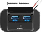 Quick Charge 12v USB Outlet - 66w Dual Port Charger Panel, Quick Charger Socket Panel | Rv Phone Charger Outlet, Qc3.0 USB Charger for Dc 12-24v, Car, Motorcycle, Marine, Rv, and Boat Use