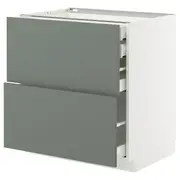 METOD / MAXIMERA base cb 2 frnts/2 low/1 md/1 hi drw, white/Nickebo matt grey-green, 80x60x80 cm