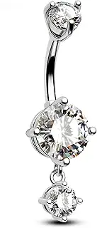 [CM Crareesi Mania] Belly Button Rings 316L Stainless Steel Dangle Belly Button Piercing Jewelry 14G Belly Rings for Women Round Dangle Navel Ring