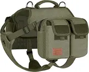 OneTigris Dog Hiking Backpack, Dog Pack for Medium Large Dogs, HOPPY CAMPER 3.0 Dog Saddle Bag Harness Outdoor Hiking (L, Green)