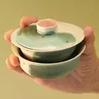 Jenga Cover Bowl Set Portable One Person Tea Set Jingdezhen Handmade Ceramics