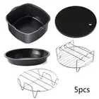 5pcs/set 7 Inches Air Fryer Accessories Kitchen Pizza Tray Grill Toast Rack