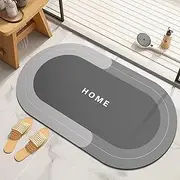 Bath Mat Rugs Non Slip Quick Dry Bathroom Mats Super Absorbent Rubber Bath Mats for Bathroom Floor (Light Grey, 43 x 80 cm)
