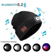 Adults Wireless Bluetooth LED Hat with Music Speakers Beanie Cap Head Lamp Hats