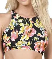 Volcom Wild Buds Mesh-Back Floral Crop Swimsuit Bikini Top XL (C11)
