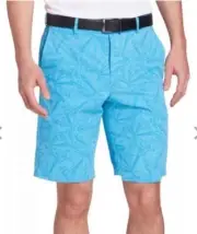 Men's Walter Hagen Perfect 11 golf Shorts Agave print Blue Sz 36 New