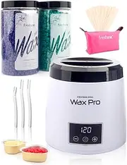 Freshine Waxing Kit, Digital Pro Wax Pot Kits, Non-Stick Heater Warmer, Hard Wax Beads Paperless Brazilian Depilatory for Eyebrow, Face, Body, and Leg Hair Removal for Home or Salon Use White (400g Kit)