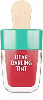ETUDE Dear Darling Water Gel Tint Ice Cream (RD307 Watermelon Red) (21AD)| Vivid High-Color Lip Tint with Minerals and Vitamins from Soap Berry Extract to Moisture Your Lips