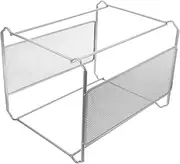 HOODANCOS Box A4 Hanger Desktop Document Rack File Crate Mesh Organizer for File Document Holder Magazine Holder Office Organization Desk Organizers and Accessories Book Shelf Silver Iron