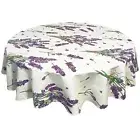 Round Tablecloth Natural Table cloth Fabric Table Cover Waterproof Lavender