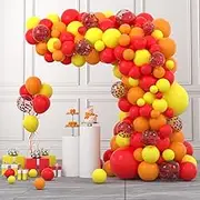 Red Yellow Orange Balloon Garland Arch Kit, 117PCS Red Orange Balloons Yellow Red Balloons 16ft Balloon Arch Holder Tools for Firefighter Fitre Truck Birthday Baby Shower Wedding Decorations
