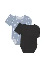 Bonds: Long Sleeve Bodysuit 2-Pack - Blue Swallows/Black (Size 00)