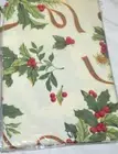 VIOLET LINEN CHRISTMAS TABLECLOTH RECTANGLE 60X102" SEASONAL HOLLY & BERRIES NEW