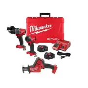 Milwaukee Hammer Drill + Impact Driver Kit w/ HACKZALL Saw 18V Li-Ion Brushless