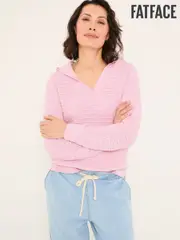 FatFace Sutton Blush Pink Textured Knitted Hoodie (AU2612) | $129