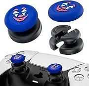 NO Falling Off Thumbstick Extender & Silicone Grip Cover 2 Sets for PS5 & PS4 Controller (Joker Blue)